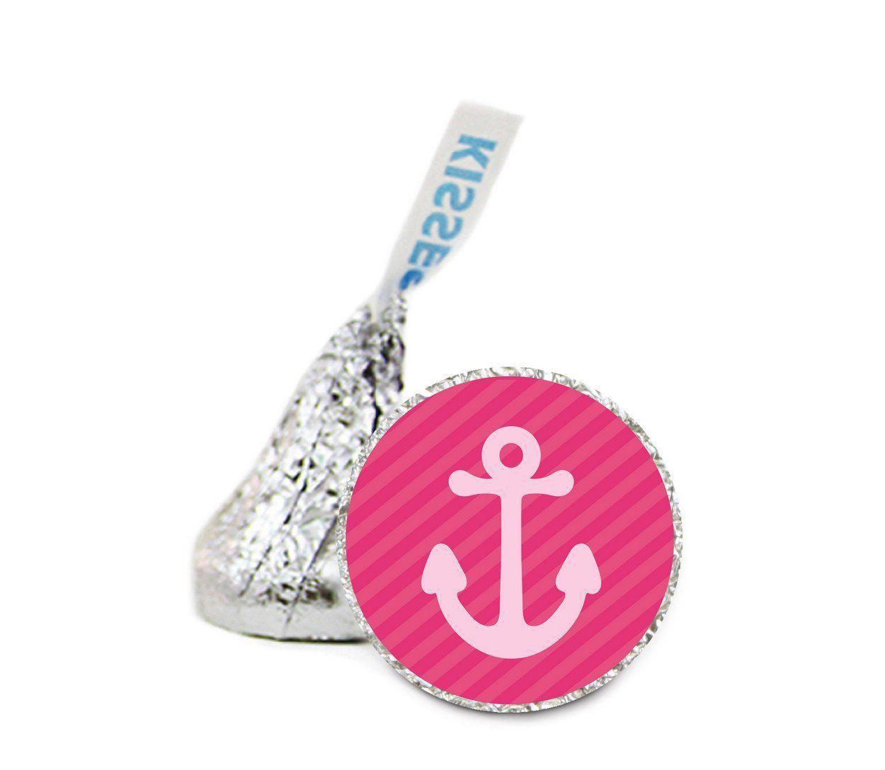 Nautical Anchor Hershey's Kiss Baby Shower Stickers-Set of 216-Andaz Press-Girl-