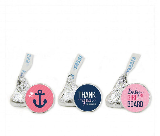 Nautical Baby Girl Baby Shower Hershey's Kisses Favor Labels-Set of 216-Andaz Press-Thank You-