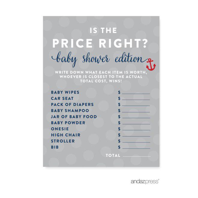 Nautical Baby Shower Games & Fun Activities-Set of 1-Andaz Press-Diaper Thoughts-