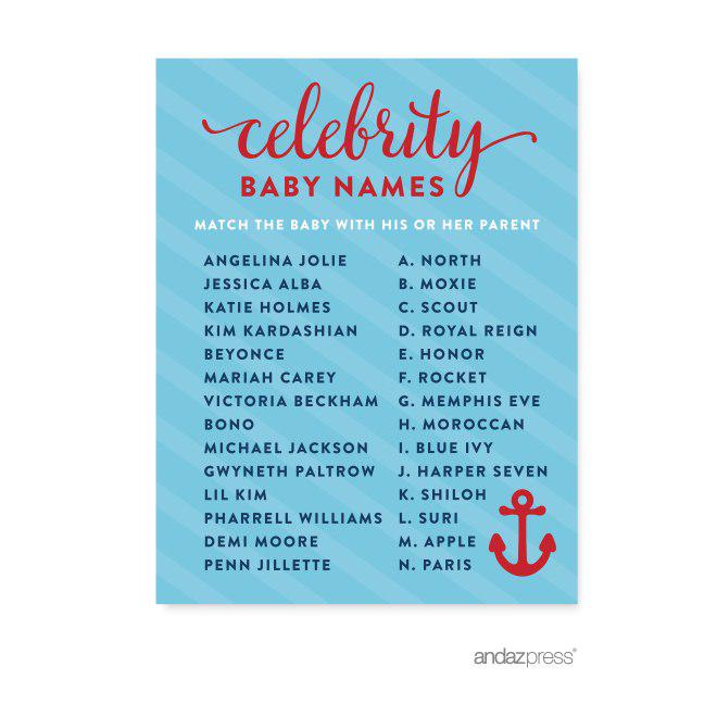 Nautical Baby Shower Games & Fun Activities-Set of 1-Andaz Press-Celebrity Name Game-