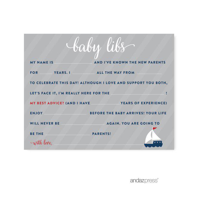 Nautical Baby Shower Games & Fun Activities-Set of 1-Andaz Press-Fill-In-The-Blank-