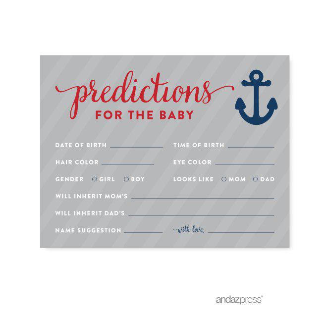 Nautical Baby Shower Games & Fun Activities-Set of 1-Andaz Press-Predictions For Baby-