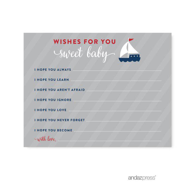 Nautical Baby Shower Games & Fun Activities-Set of 1-Andaz Press-Wishes For Baby-