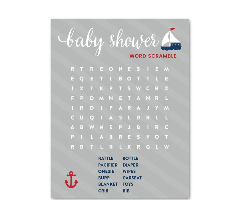Nautical Baby Shower Games & Fun Activities-Set of 1-Andaz Press-Word Search-