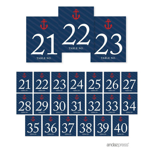 Nautical Baby Shower Table Numbers-Set of 20-Andaz Press-21-40-