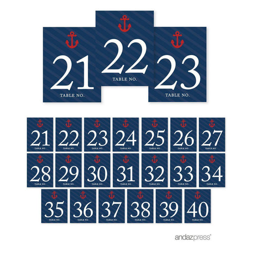 Nautical Baby Shower Table Numbers-Set of 20-Andaz Press-1-20-