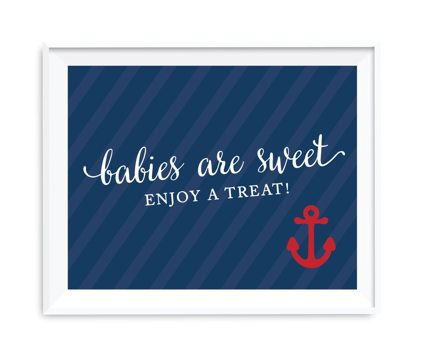 Nautical Baby Shower Table Party Signs-Set of 1-Andaz Press-Babies Are Sweet, Enjoy A Treat-