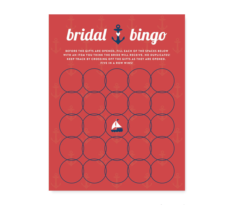 Nautical Ocean Adventure Wedding Bridal Shower Game Cards-Set of 20-Andaz Press-Bridal Shower Bingo-