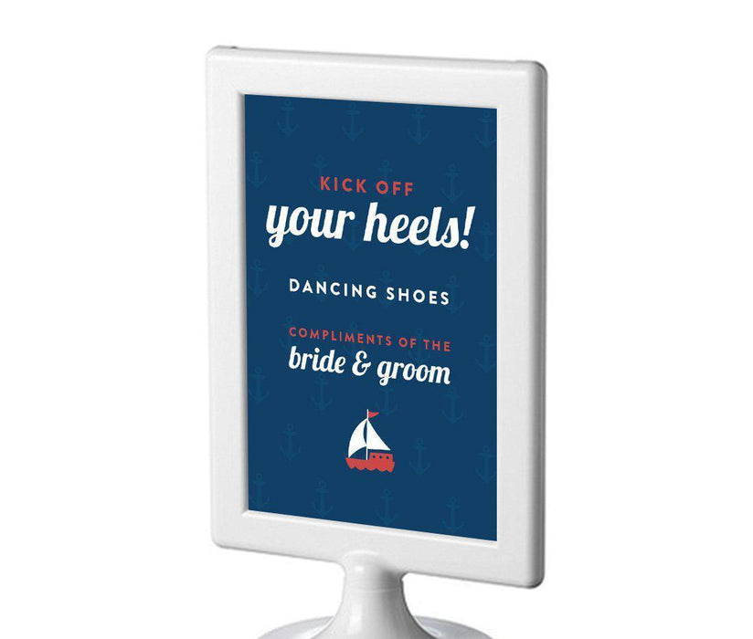 Nautical Ocean Adventure Wedding Framed Party Signs-Set of 1-Andaz Press-Dancing Shoes - Kick Off Your Heels-