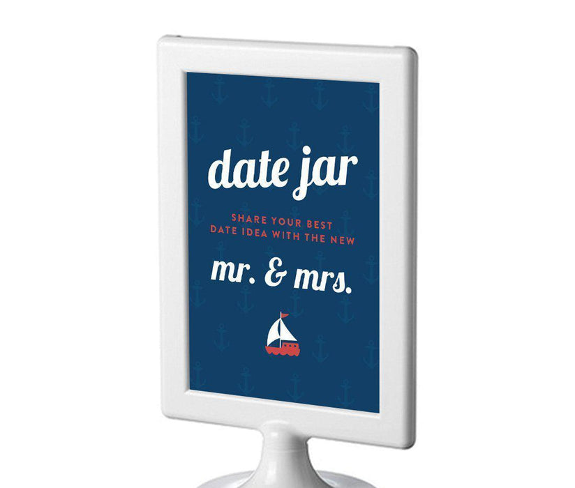Nautical Ocean Adventure Wedding Framed Party Signs-Set of 1-Andaz Press-Date Jar - Share Best Date Idea-