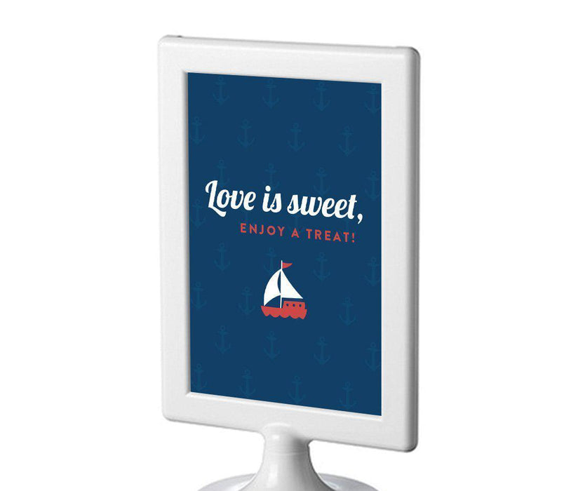 Nautical Ocean Adventure Wedding Framed Party Signs-Set of 1-Andaz Press-Love Is Sweet, Enjoy A Treat-
