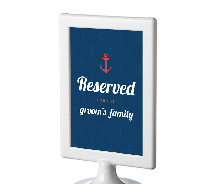 Nautical Ocean Adventure Wedding Framed Party Signs-Set of 1-Andaz Press-Reserved For The Groom's Family-