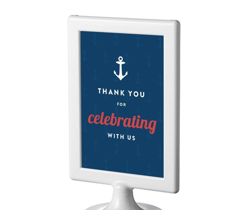 Nautical Ocean Adventure Wedding Framed Party Signs-Set of 1-Andaz Press-Thank You For Celebrating With Us-