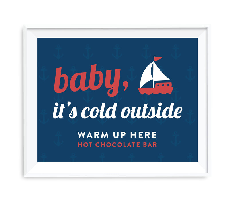 Nautical Ocean Adventure Wedding Party Signs-Set of 1-Andaz Press-Baby It's Cold Outside - Hot Chocolate-