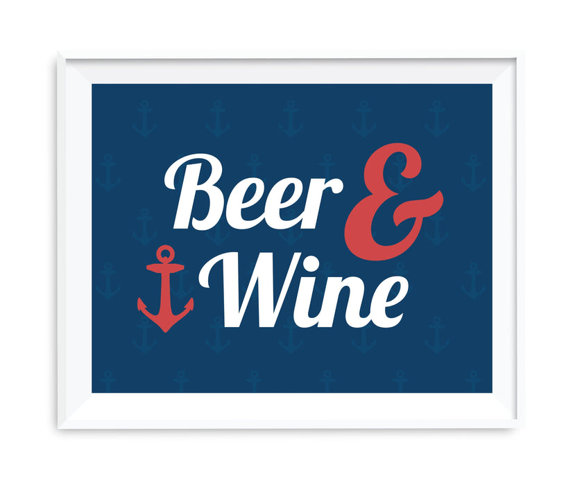 Nautical Ocean Adventure Wedding Party Signs-Set of 1-Andaz Press-Beer & Wine-