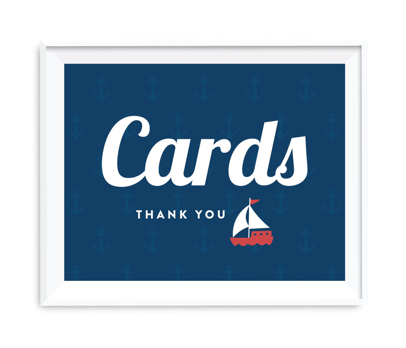 Nautical Ocean Adventure Wedding Party Signs-Set of 1-Andaz Press-Cards Thank You-