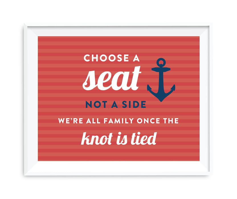 Nautical Ocean Adventure Wedding Party Signs-Set of 1-Andaz Press-Choose A Seat, Not A Side-
