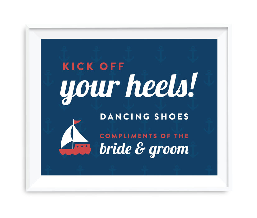 Nautical Ocean Adventure Wedding Party Signs-Set of 1-Andaz Press-Dancing Shoes - Kick Off Your Heels-
