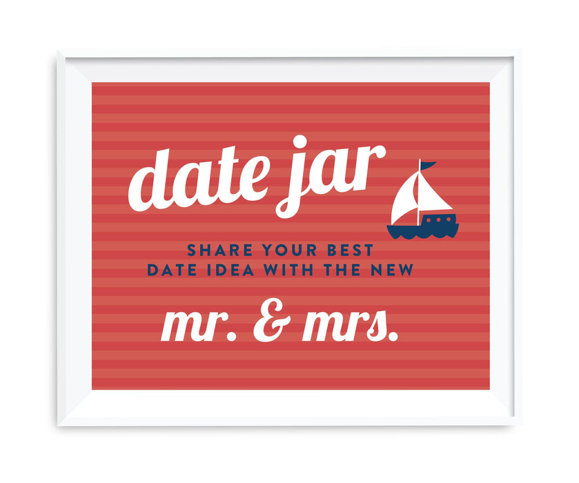 Nautical Ocean Adventure Wedding Party Signs-Set of 1-Andaz Press-Date Jar - Share Best Date Idea-