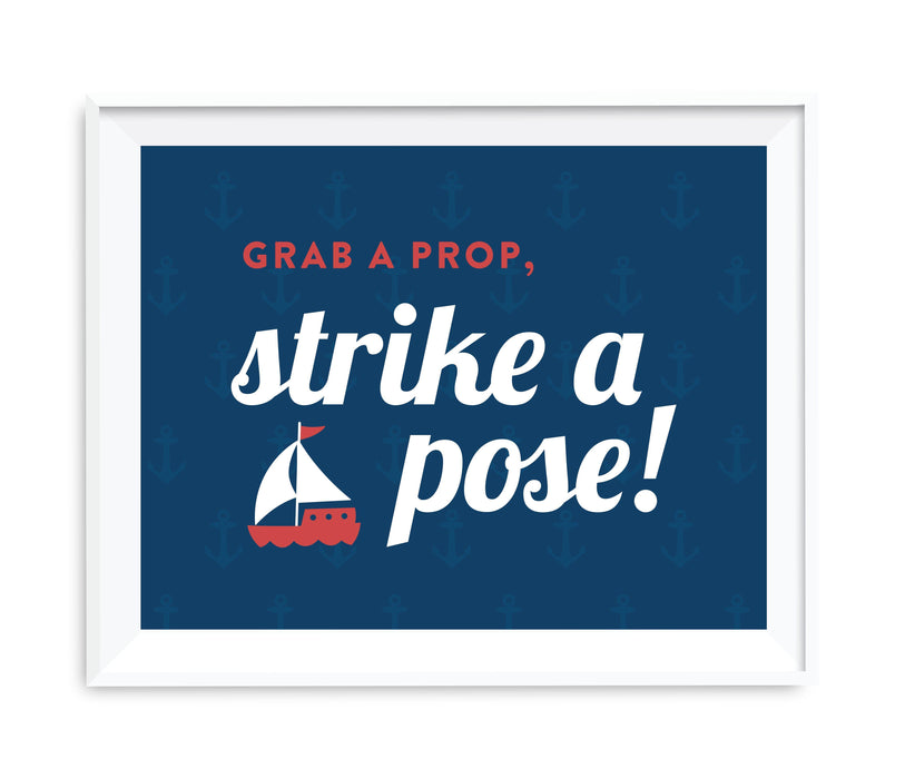 Nautical Ocean Adventure Wedding Party Signs-Set of 1-Andaz Press-Grab A Prop & Strike A Pose-