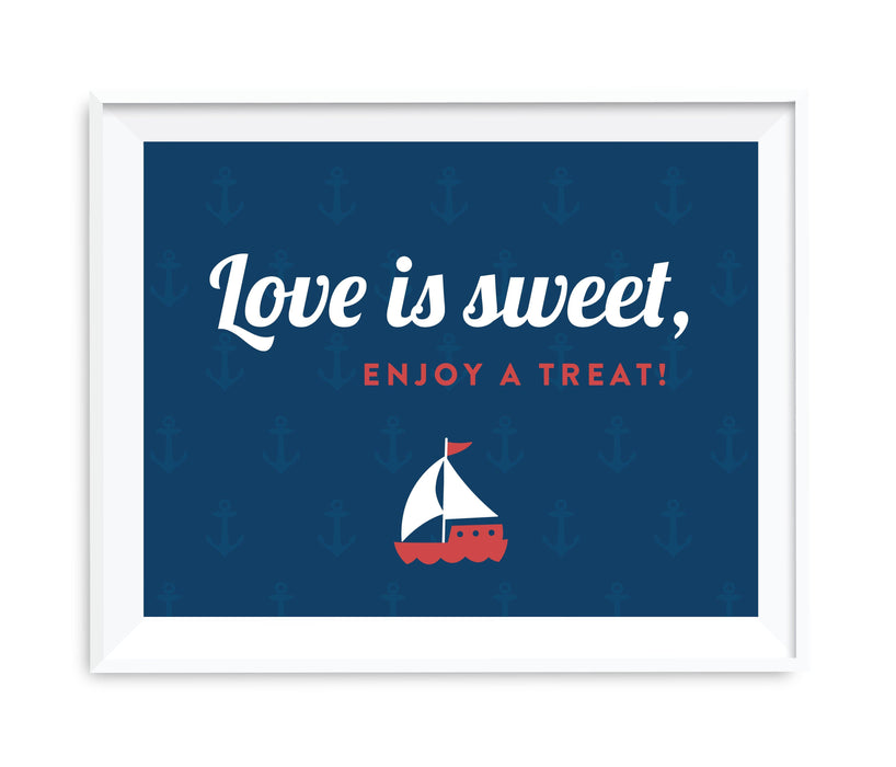 Nautical Ocean Adventure Wedding Party Signs-Set of 1-Andaz Press-Love Is Sweet, Enjoy A Treat-