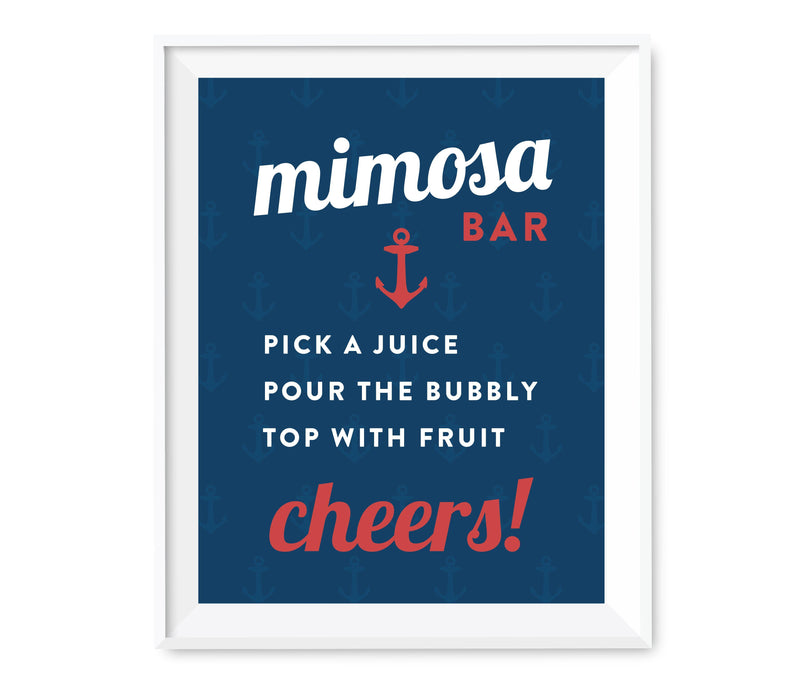 Nautical Ocean Adventure Wedding Party Signs-Set of 1-Andaz Press-Mimosa Bar-