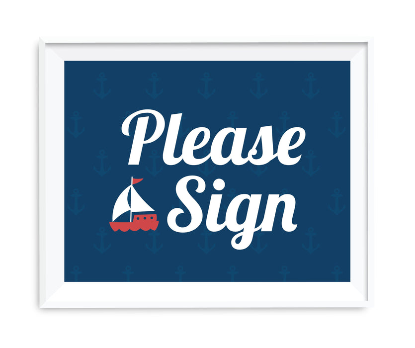 Nautical Ocean Adventure Wedding Party Signs-Set of 1-Andaz Press-Please Sign-