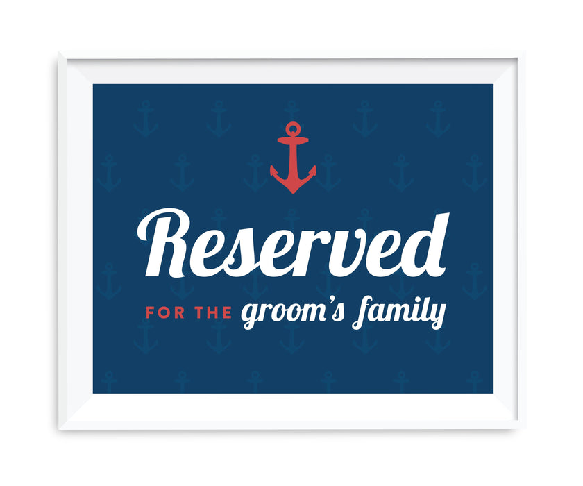 Nautical Ocean Adventure Wedding Party Signs-Set of 1-Andaz Press-Reserved For The Groom's Family-