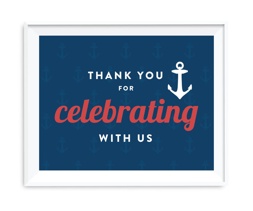 Nautical Ocean Adventure Wedding Party Signs-Set of 1-Andaz Press-Thank You For Celebrating With Us-