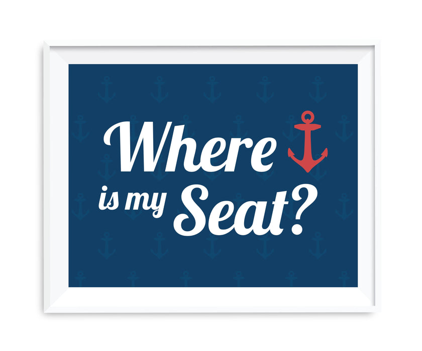 Nautical Ocean Adventure Wedding Party Signs-Set of 1-Andaz Press-Where Is My Seat?-