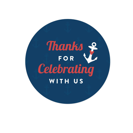 Nautical Ocean Adventure Wedding Round Circle Label Stickers-Set of 40-Andaz Press-Thank You For Joining Us-