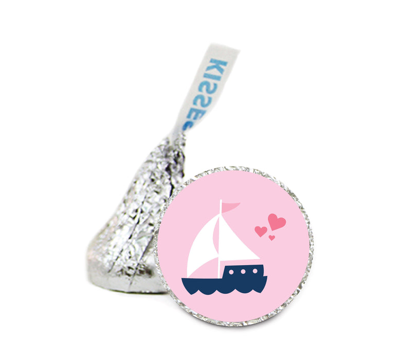 Nautical Sailboat Hershey's Kiss Baby Shower Stickers-Set of 216-Andaz Press-Girl-