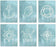 Nautical Sailor Theme Nursery Hanging Wall Art, Watercolor Aqua Blue, Compass, Anchor, Shell Graphics-Set of 6-Andaz Press-