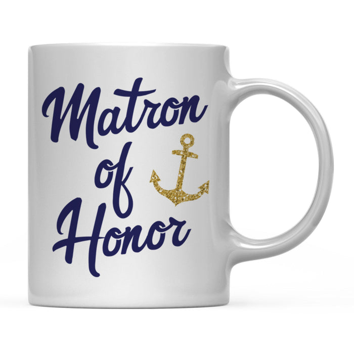Nautical Theme Anchor Navy Blue Faux Gold Glitter Coffee Mug-Set of 1-Andaz Press-Bride-