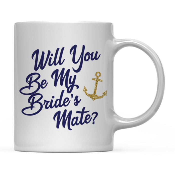 Nautical Theme Anchor Navy Blue Faux Gold Glitter Coffee Mug-Set of 1-Andaz Press-Bride-