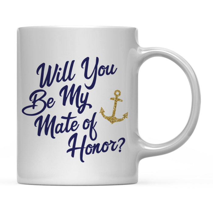 Nautical Theme Anchor Navy Blue Faux Gold Glitter Coffee Mug-Set of 1-Andaz Press-Bride-