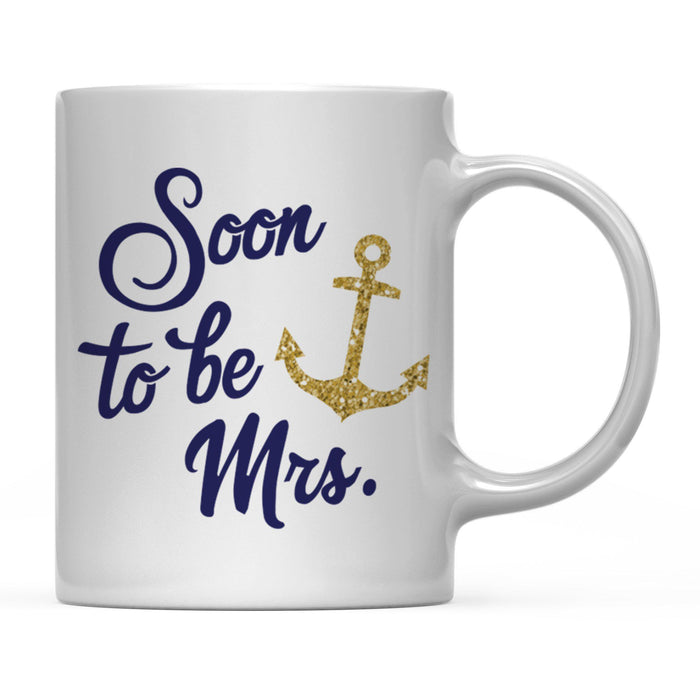 Nautical Theme Anchor Navy Blue Faux Gold Glitter Coffee Mug-Set of 1-Andaz Press-Bride-