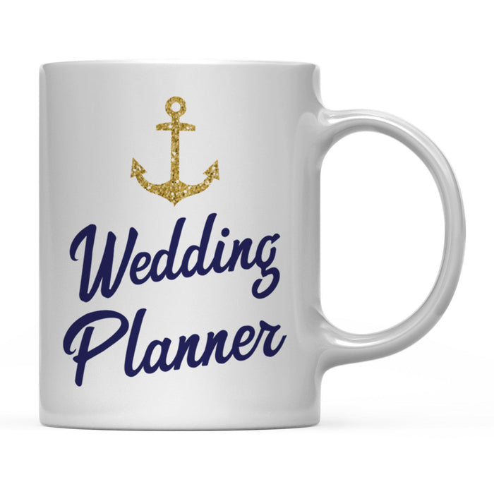 Nautical Theme Anchor Navy Blue Faux Gold Glitter Coffee Mug-Set of 1-Andaz Press-Bride-