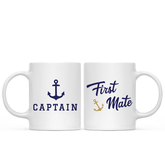 Nautical Theme Anchor Navy Blue Faux Gold Glitter Coffee Mug-Set of 1-Andaz Press-Bride-