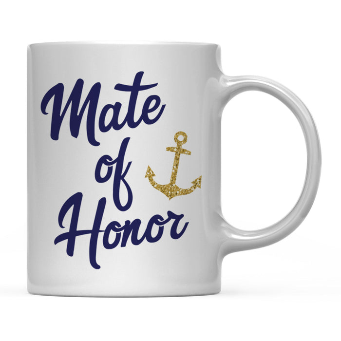 Nautical Theme Anchor Navy Blue Faux Gold Glitter Coffee Mug-Set of 1-Andaz Press-Bride-