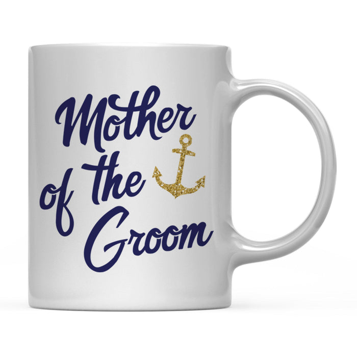 Nautical Theme Anchor Navy Blue Faux Gold Glitter Coffee Mug-Set of 1-Andaz Press-Bride-