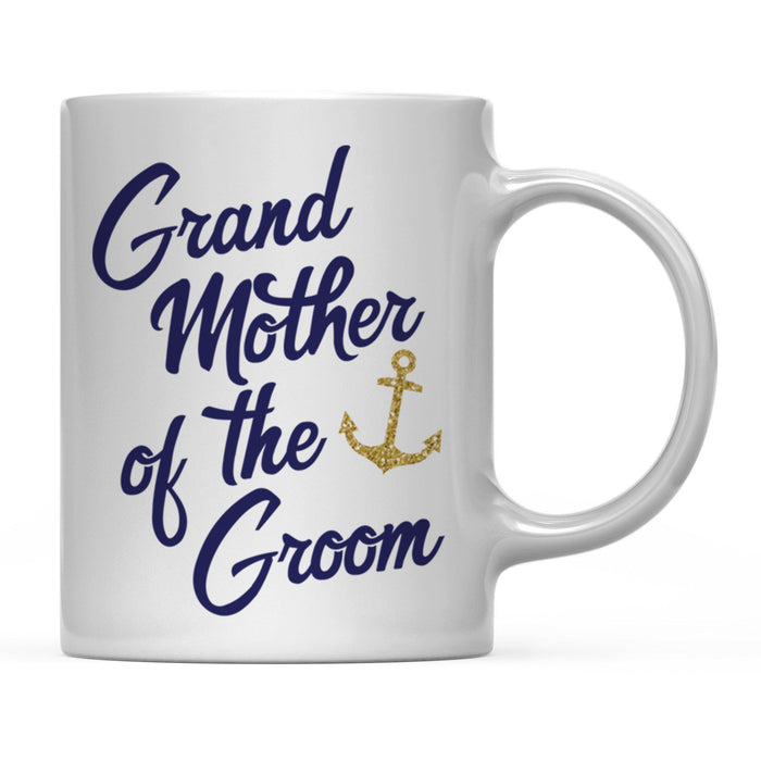 Nautical Theme Anchor Navy Blue Faux Gold Glitter Coffee Mug-Set of 1-Andaz Press-Bride-
