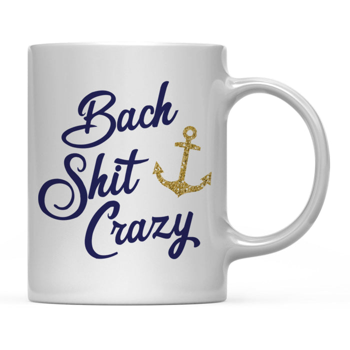 Nautical Theme Anchor Navy Blue Faux Gold Glitter Coffee Mug-Set of 1-Andaz Press-Bach Shit Crazy-
