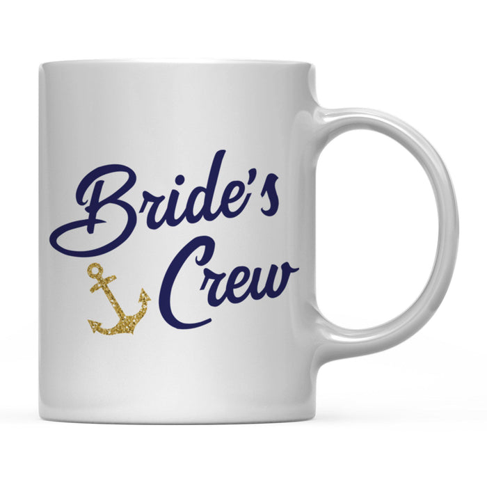 Nautical Theme Anchor Navy Blue Faux Gold Glitter Coffee Mug-Set of 1-Andaz Press-Bride's Crew-