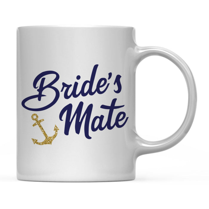 Nautical Theme Anchor Navy Blue Faux Gold Glitter Coffee Mug-Set of 1-Andaz Press-Bride's Mate-