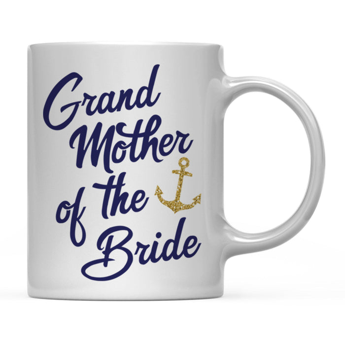 Nautical Theme Anchor Navy Blue Faux Gold Glitter Coffee Mug-Set of 1-Andaz Press-Grandmother Bride-