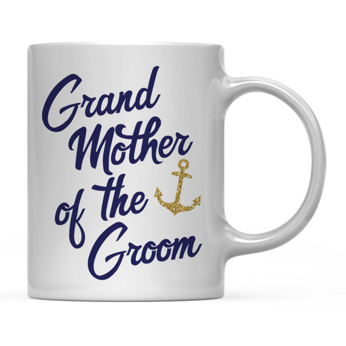 Nautical Theme Anchor Navy Blue Faux Gold Glitter Coffee Mug-Set of 1-Andaz Press-Grandmother Groom-