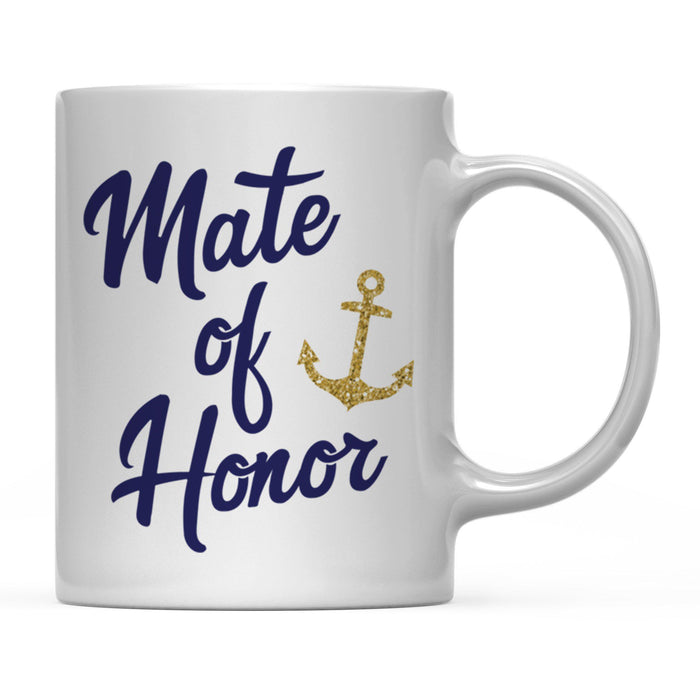 Nautical Theme Anchor Navy Blue Faux Gold Glitter Coffee Mug-Set of 1-Andaz Press-Mate of Honor-