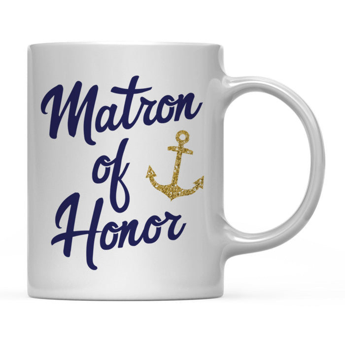 Nautical Theme Anchor Navy Blue Faux Gold Glitter Coffee Mug-Set of 1-Andaz Press-Matron of Honor-