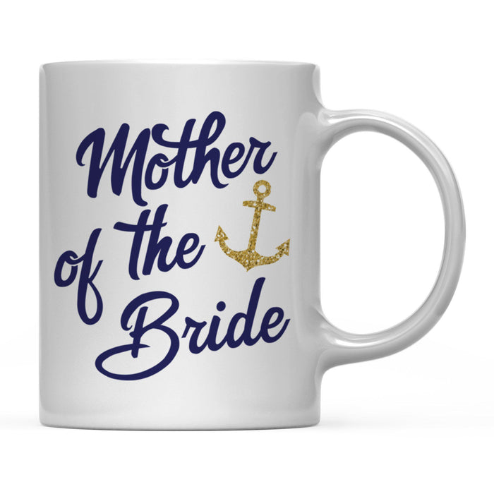 Nautical Theme Anchor Navy Blue Faux Gold Glitter Coffee Mug-Set of 1-Andaz Press-Mother Bride-